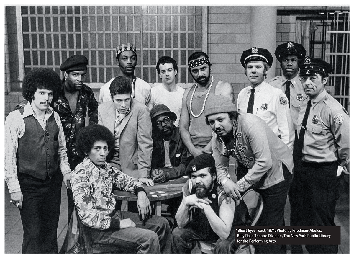 Short Eyes cast photo, 1974, with playwright Miguel Piñero at far left. Photo by Friedman Abeles, Billy Rose Theatre Division, The New York Public Library for the Performing Arts.